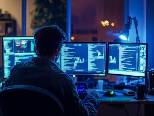 Freelance numérique travaillant sur un ordinateur portable
